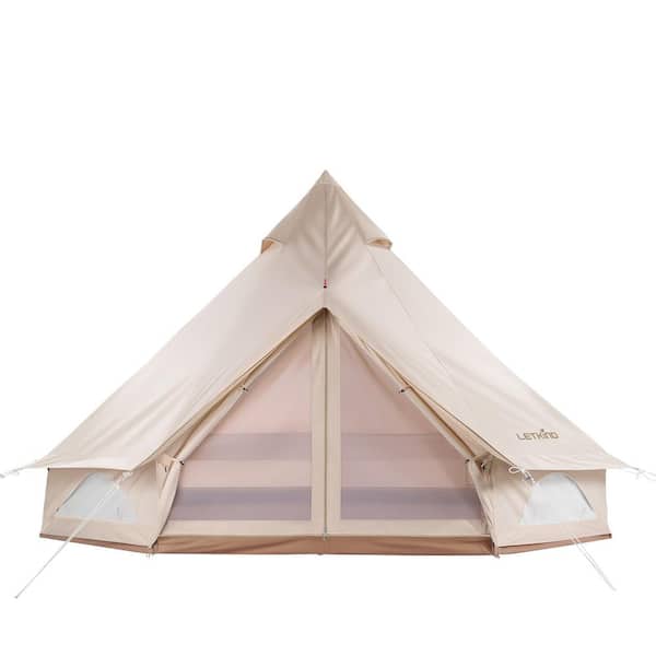GARSING 13 ft. x 13 ft. Metal Khaki Bell Tent 100% Cotton LD-CBT4M