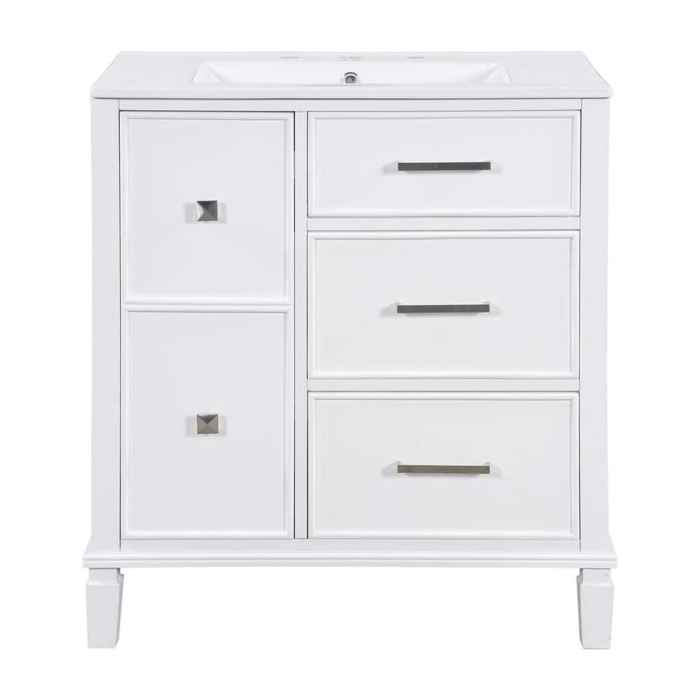 30 in. Freestanding White Bath Vanity with White Ceramic Top price history on PriceWatchPro