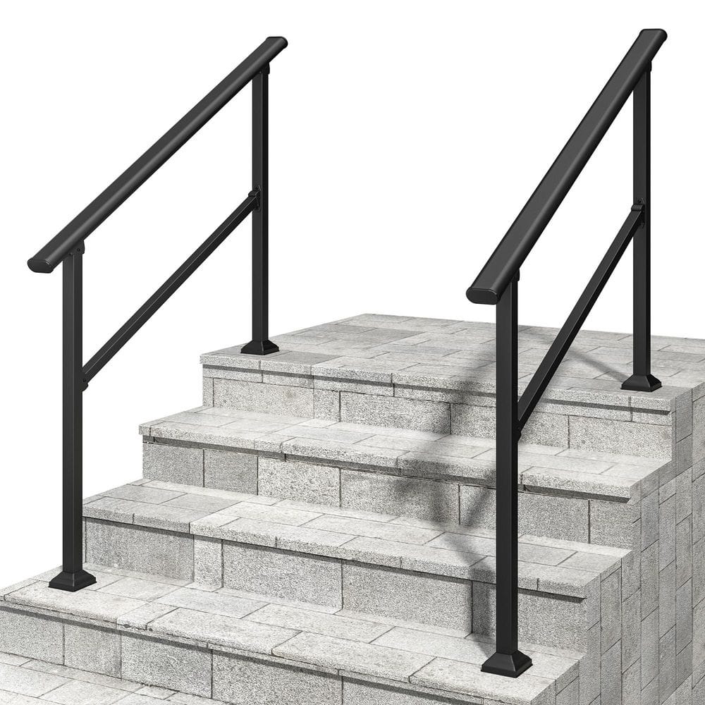 Black Powder-Coated Carbon Metal Connector Handrail Fitting, Hand Rails for Outdoor Steps, 3-4 Step Handrail, (2-Pack) price history on PriceWatchPro