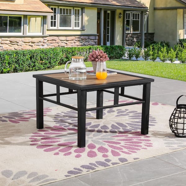 TOP SPACE Brown Metal Outdoor Side Table