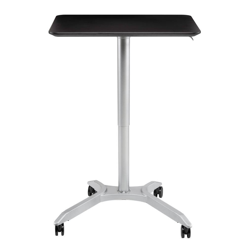 Espresso Adjustable Height Rolling Laptop Desk Stand with Silver Base