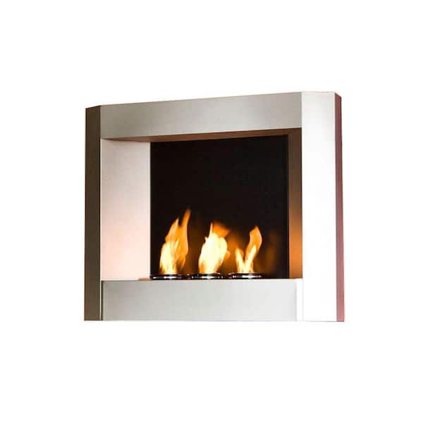 Southern Enterprises 30 in. Wall-Mount Gel Fuel Fireplace in Light Silver Matte