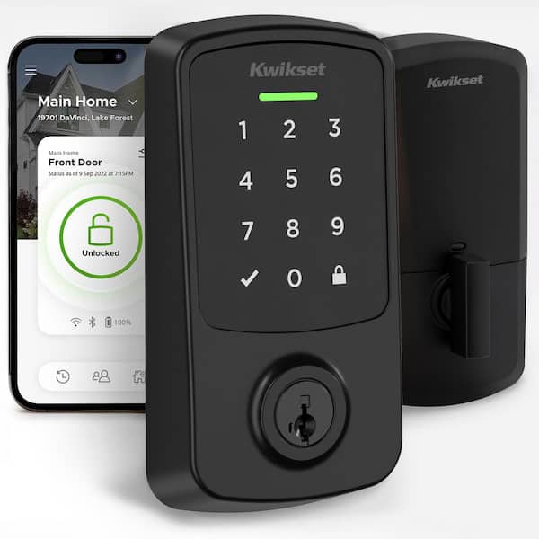 Aura Reach Matte Black Bluetooth + Matter Over Thread Enabled Smart Lock Deadbolt with Smart Home Integration