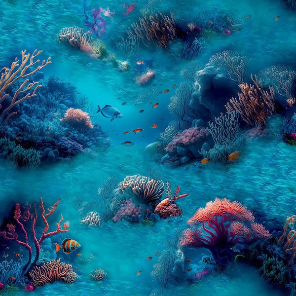 Orlena Blue Under The Sea Wallpaper Sample