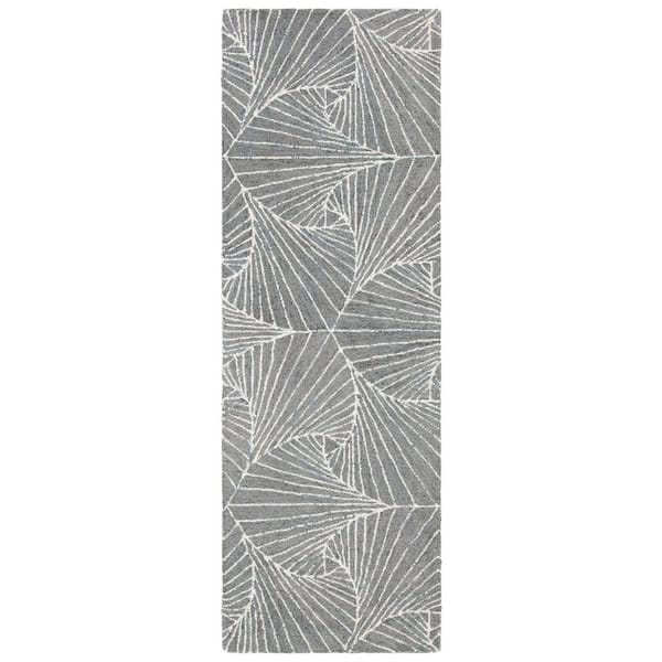 SAFAVIEH Micro-Loop Grey/Ivory 2 ft. x 5 ft. Abstract Geometric Runner Rug