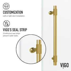 Elan Hart 56 to 60 in. W x 76 in. H Sliding Frameless Shower Door in Matte Brushed Gold with 3/8 in. (10mm) Clear Glass