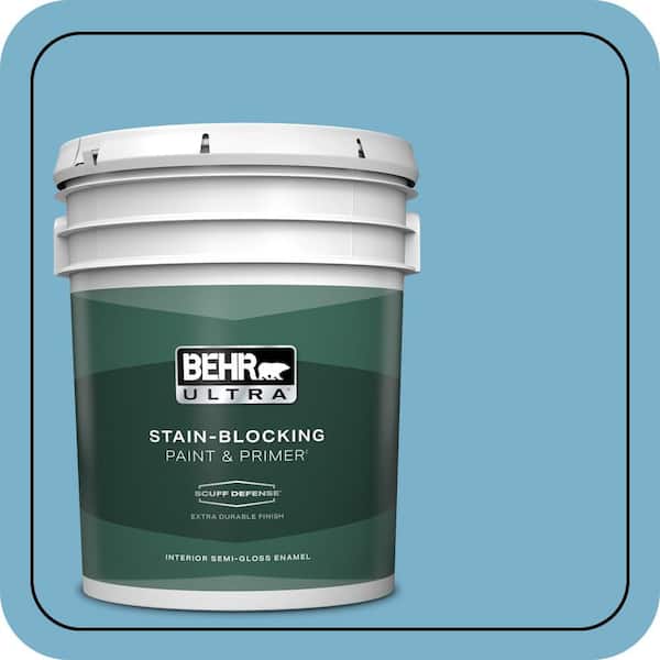 BEHR ULTRA 5 gal. #M490-4 Frisky Blue Extra Durable Semi-Gloss Enamel Interior Paint & Primer