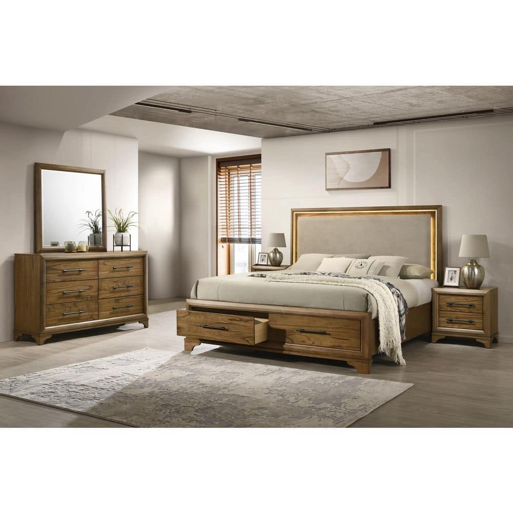 New Classic Furniture Talcott 5-Piece Honey Wood King Bedroom Set with 2 Nightstands price history on PriceWatchPro