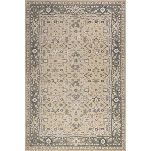 Anastasia Wool Cotton Beige 5 ft. x 8 ft. Indoor/Outdoor Patio Area Rug