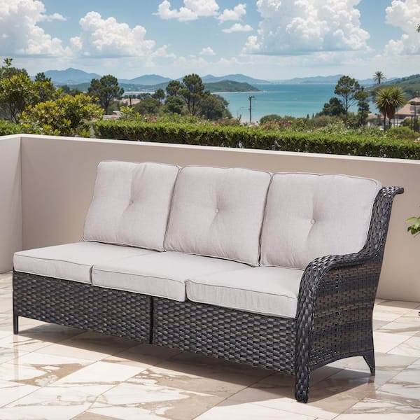 Opohoro ArcoBay Brown Wicker Left Arm 3-Seat Outdoor Sectional
