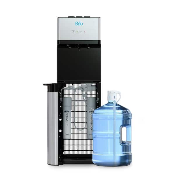 Brio CLNLPOU520SCF2 520 Self-Cleaning No-Line Tri-Temperature Bottom Loading 2-Stage Filtration Water Cooler Dispenser - 1