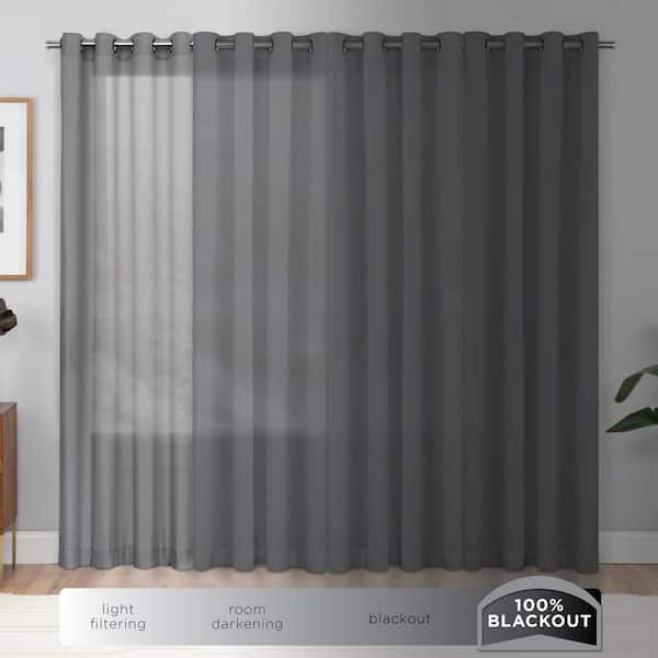 Eclipse Kids Dot Clip Grey Polyester 40 in. W x 63 in. L Rod Pocket Back  Tab 100% Blackout Curtain (Single Panel) 28628204218 - The Home Depot