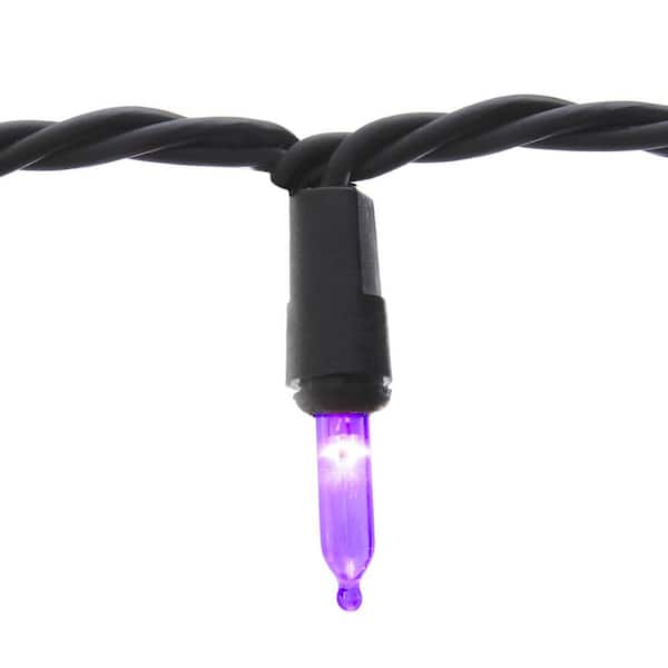 Photo 1 of 29 ft. 6 in. 100-Count Smooth LED Mini Purple Halloween String Lights