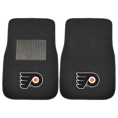 NHL - Philadelphia Flyers Heavy Duty 2-Piece 17 in. x 25.5 in. Nylon Carpet Embroidered Car Mat