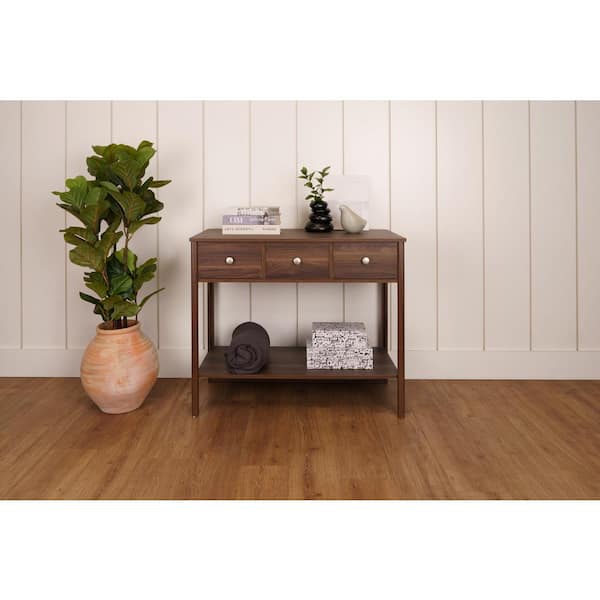 Oaso Rustic Solid Wood Console Table With 3 Drawers.