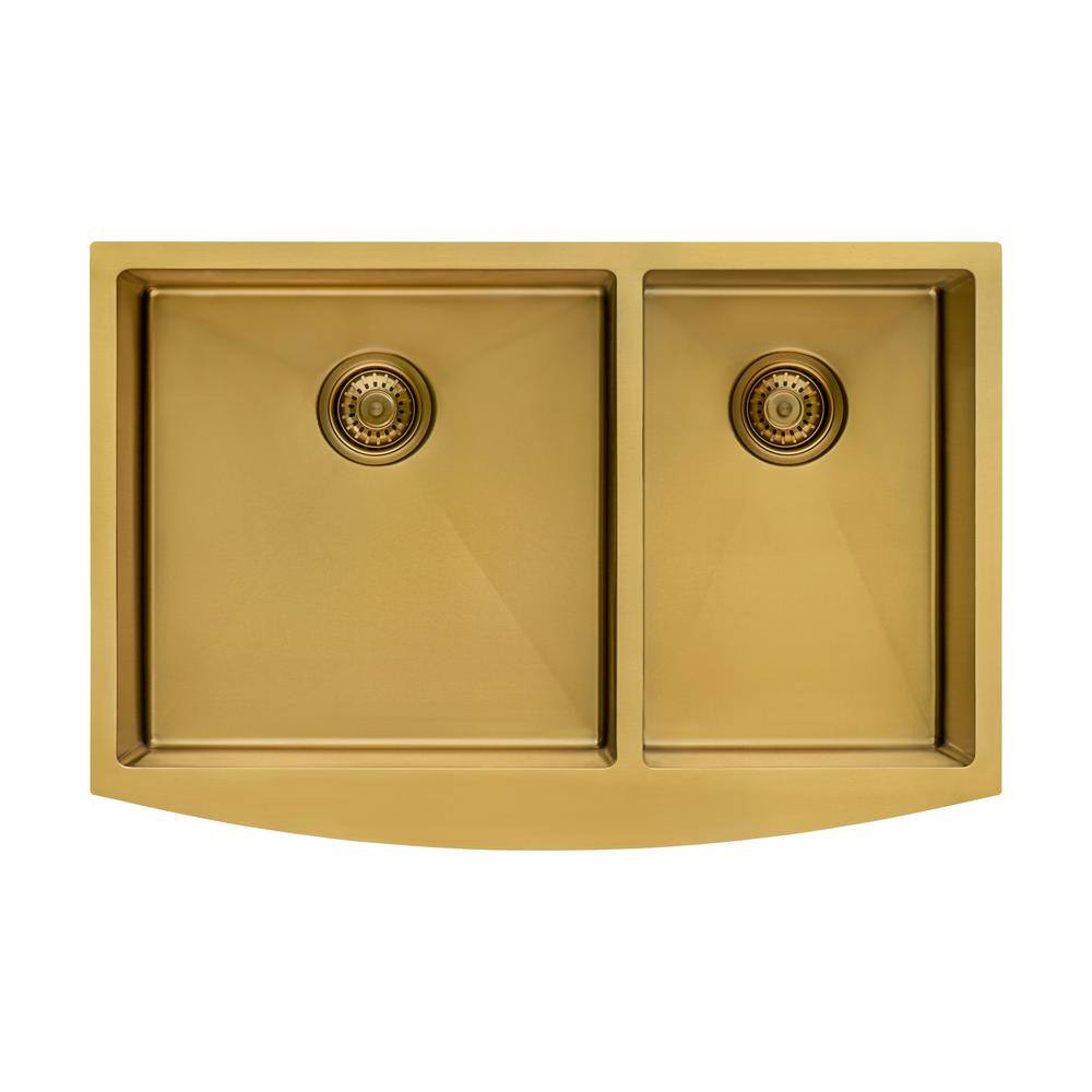 Gold Stainless Steel Double Bowl Farmhouse Sink