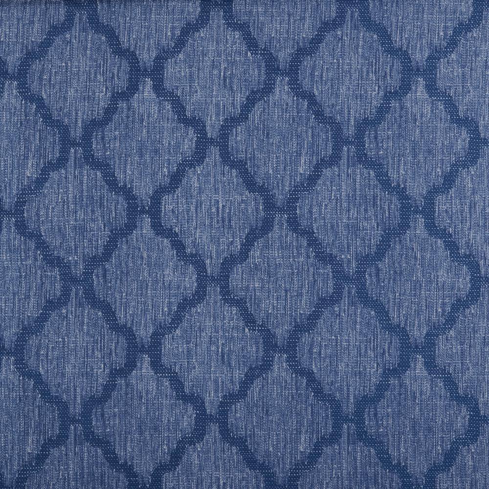 Blue Trellis Design Rod Pocket Tier Curtains and Valance Set