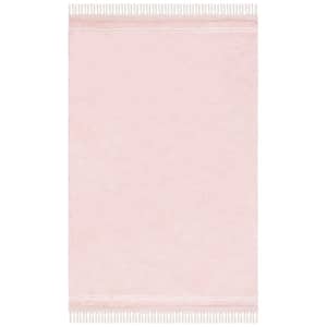 Easy Care Pink/Ivory 5 ft. x 8 ft. Machine Washable Border Solid Color Area Rug