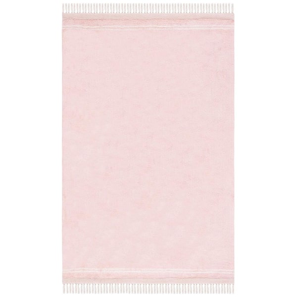 SAFAVIEH Easy Care Pink/Ivory 5 ft. x 8 ft. Machine Washable Border Solid Color Area Rug