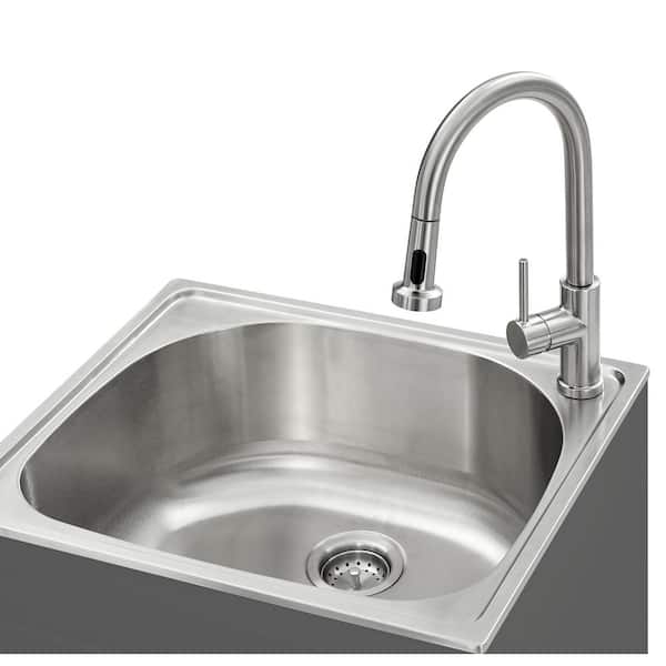 Glacier Bay All-in 1-Stainless Steel 24.1 in. x 21.3 in. Particle Board  Drop-In Laundry Sink with Faucet and White Storage Cabinet LT2421A1 - The  Home Depot
