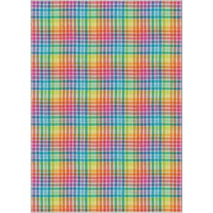 Crayola Plaid Multicolor 6 ft. 7 in. x 9 ft. 3 in. Area Rug
