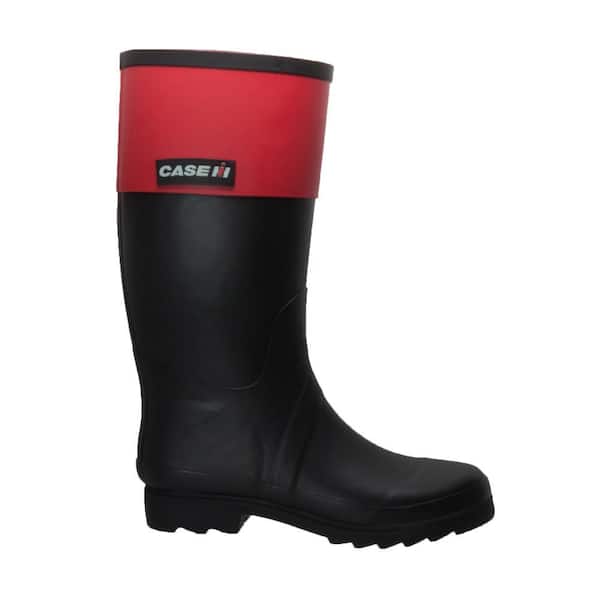 Women's Size 11 Black/Red Rubber Motorcycle Boots