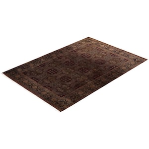 Brown 6 ft. 5 in. x 9 ft. 3 in. Fine Vibrance One-of-a-Kind Hand-Knotted Area Rug