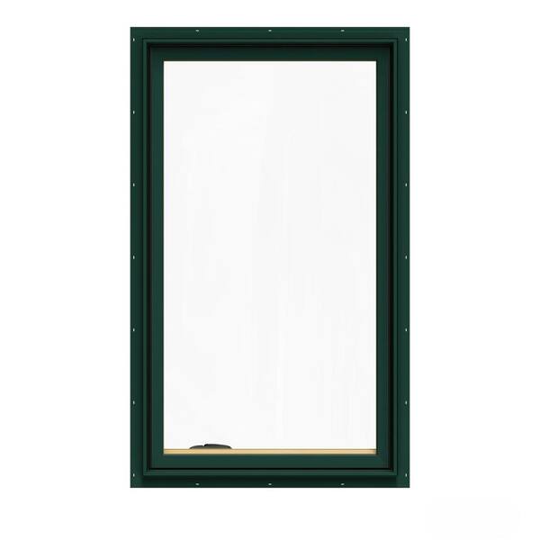 JELD-WEN 28.75 in. x 48.75 in. W-2500 Series Green Painted Clad Wood Left-Handed Casement Window with BetterVue Mesh Screen