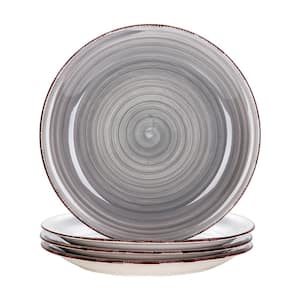 Series Bella 4-Piece 7.5 in. Cereal Dinner Plate Porcelain in Vintage Look Gray Dinnerware Set (Service for 4)