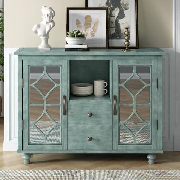 antique blue accent cabinet