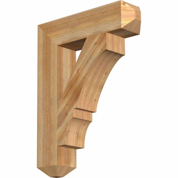Ekena Millwork 6 in. x 34 in. x 26 in. Western Red Cedar Balboa Craftsman Rough Sawn Bracket