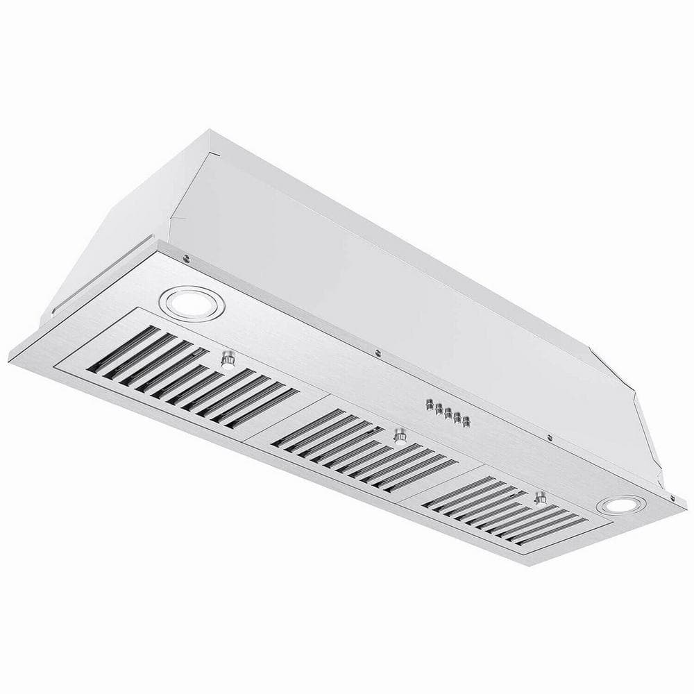 Insert Range Hood 800CFM 3-Speed 36 in. Stainless Steel Built-In Kitchen Stove Vent with LEDs, Silver