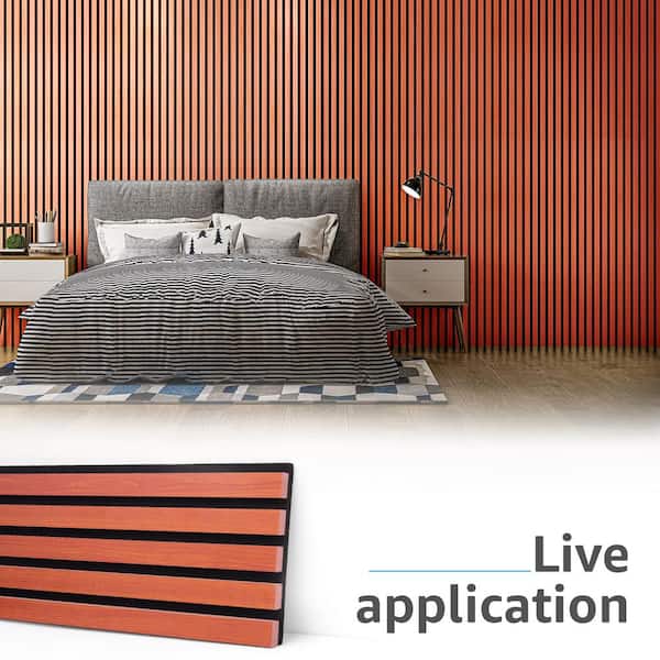 Art3dwallpanels Cherry 0.83 in. x 0.65 ft. x 8 ft. Wood Slat Acoustic Panels,  MDF Decorative Wall Paneling (4 Piece/21 sq. ft.) A31hd004 - The Home Depot