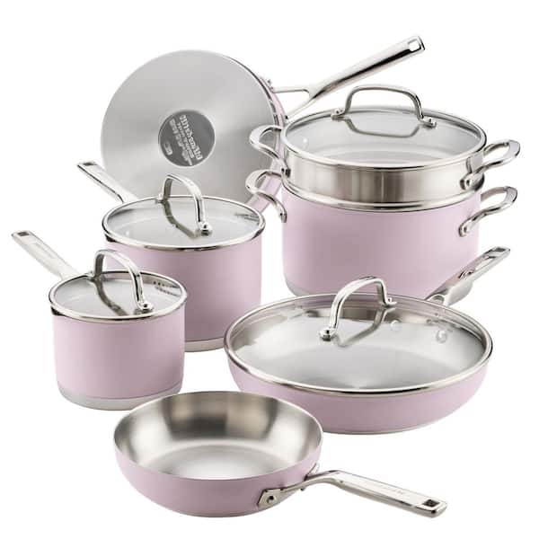 11-Piece Color-Finished Stainless Steel 3-Ply Base Wildflower Cookware Set