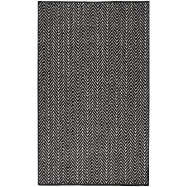 Horizon Indoor/Outdoor Black 2 ft. x 3 ft. Geometric Contemporary Area Rug