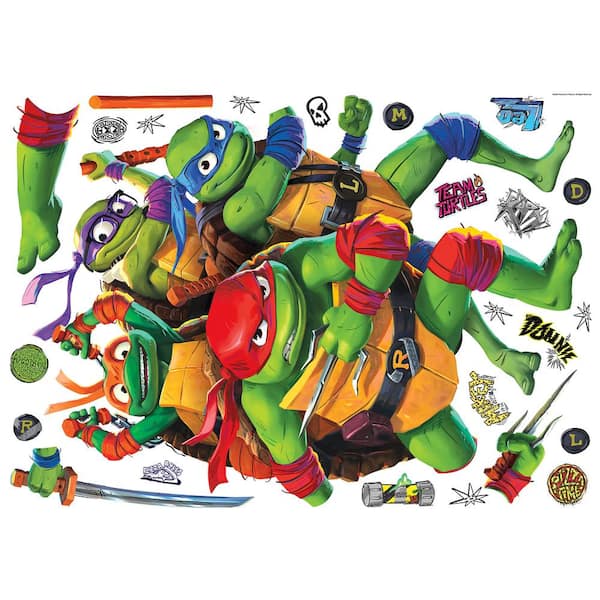 Teenage Mutant Ninja Turtles Green Mutant Mayhem Group Giant Vinyl Peel and  Stick Wall Decals