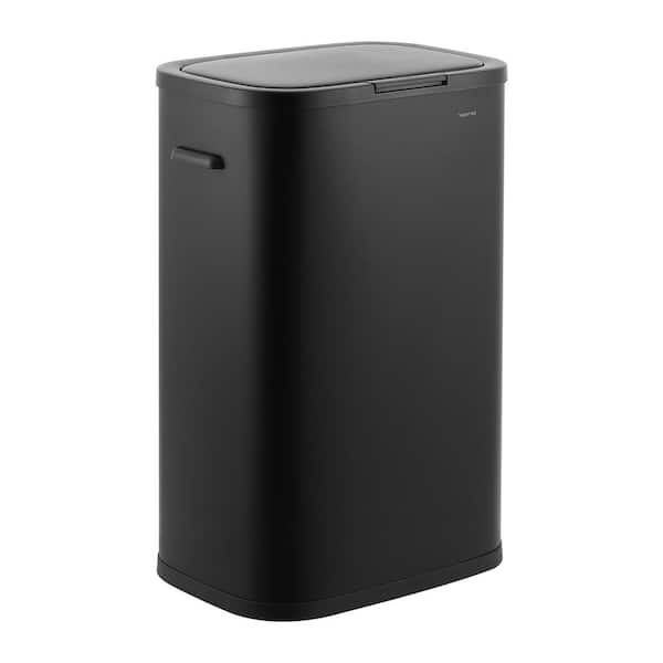 Tammi Kitchen 14.5-Gal. Slim Metal Push Button Trash Can, Charcoal Black