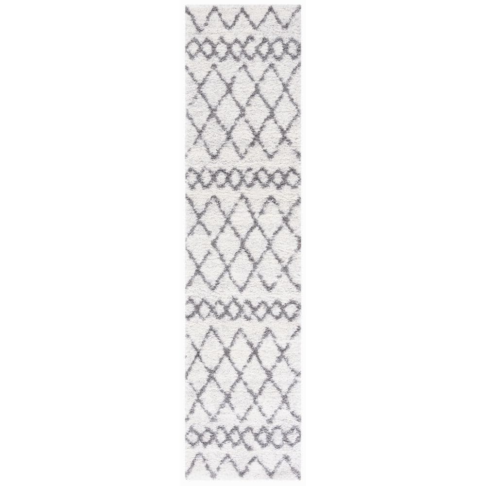 Berber Shag 2 ft. x 9 ft. Ivory/Gray Geometric Diamond Runner Rug price history on PriceWatchPro