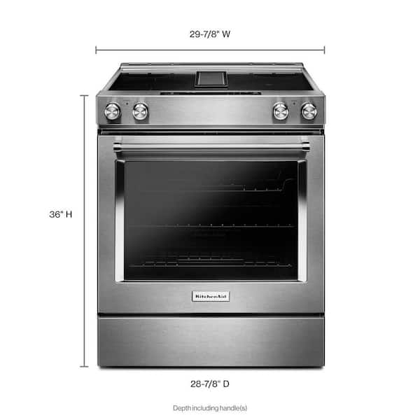 KitchenAid 30 Slide in Electric Downdraft Range Stainless Steel