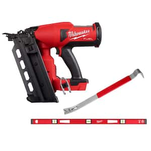 M18 FUEL 18-Volt Lithium-Ion Brushless Cordless Duplex Nailer (Tool Only) with 21 in. Pry Bar and 48 In. Level