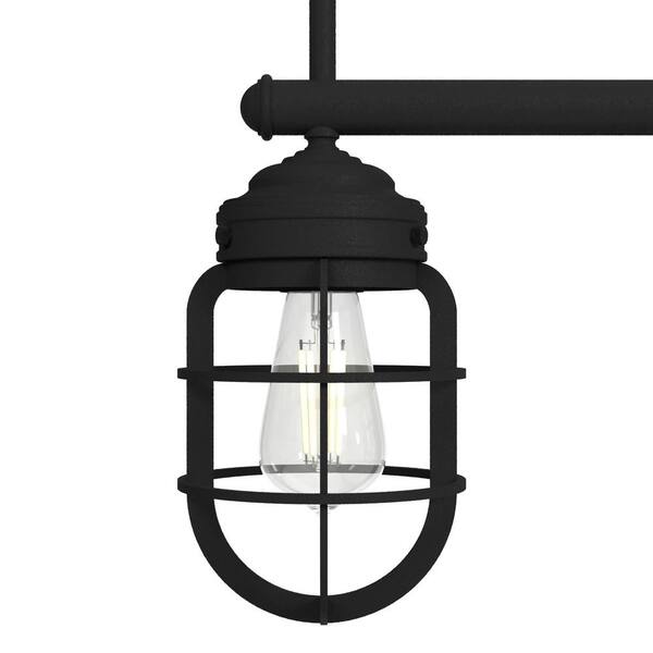 Hunter Starklake 5 Light Natural Iron Linear Chandelier with Metal Shades Kitchen Light