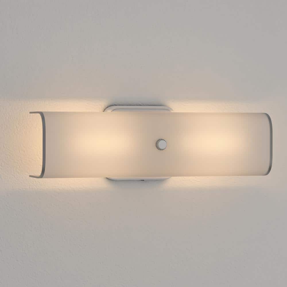 Hampton Bay Adeliade 14 in. 2-Light White Bath Vanity Light with