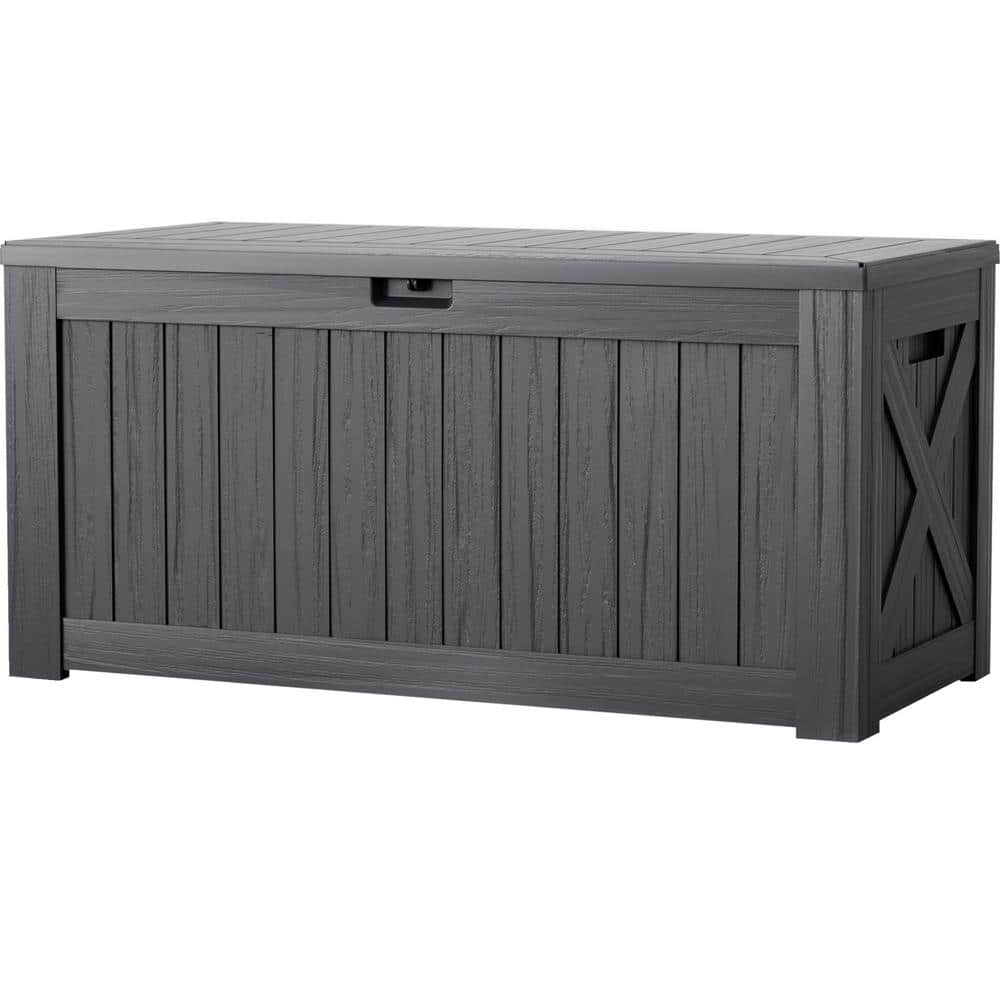 Gray 120 Gallon Lockable Plastic Deck Box