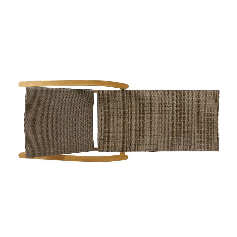 Rustic Acacia Wood & Wicker Chaise Lounge Set, Natural & Mocha