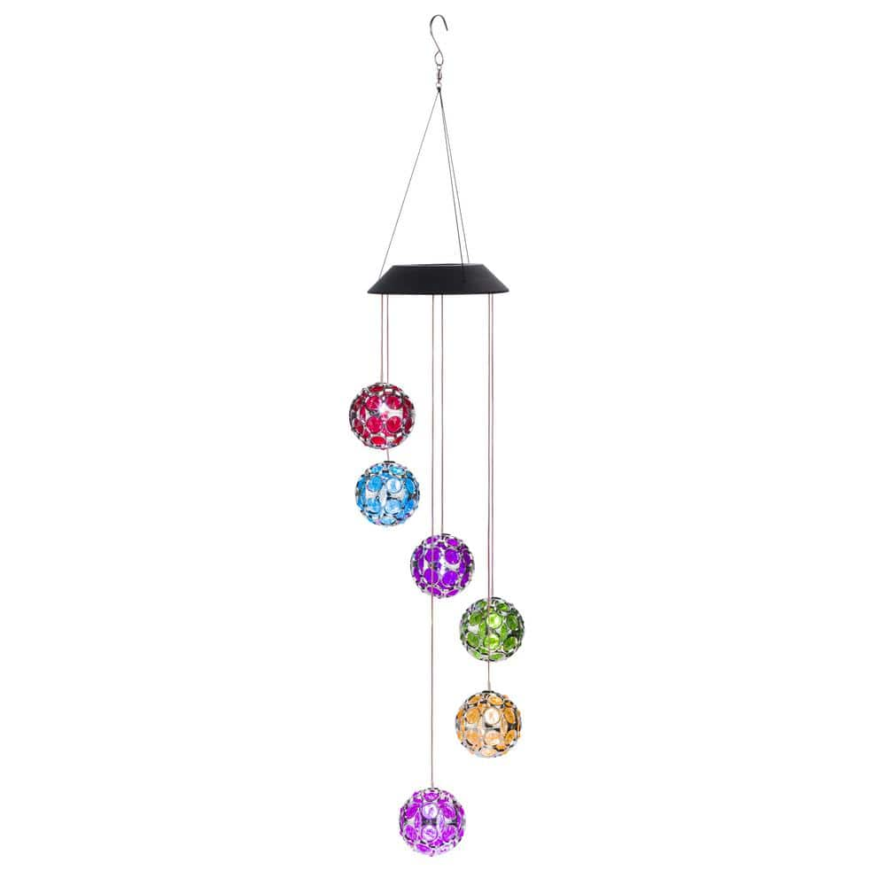 Alpine Corporation Solar Hanging Gem Multi-Color Sphere Mobile with LED ...