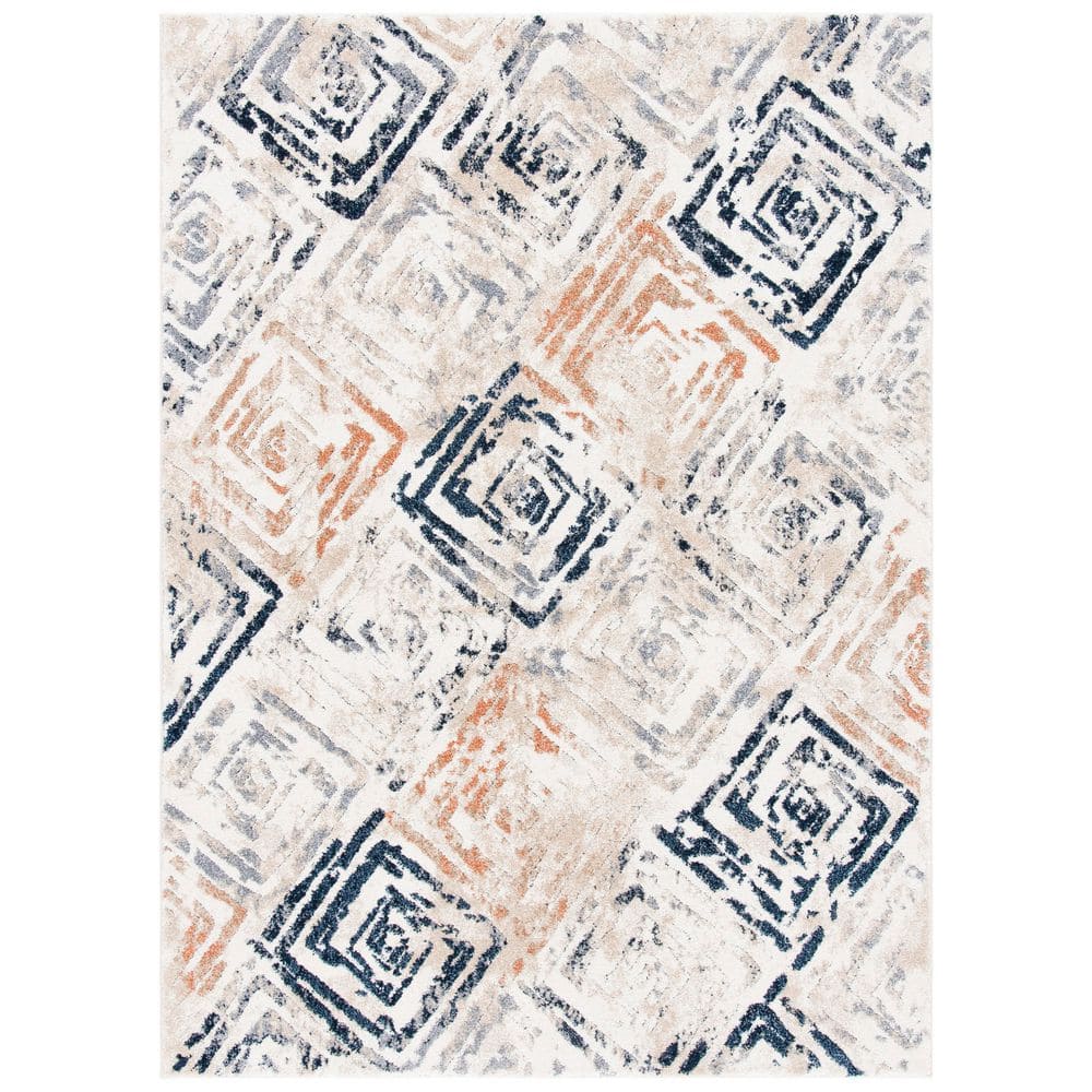 Coppertone 4 ft. x 6 ft. Ivory/Navy Diamond Spiral Area Rug price history on PriceWatchPro