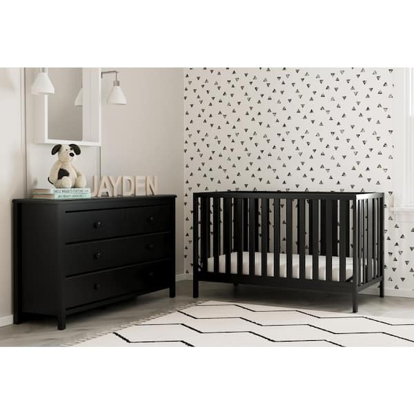 Stylish Storage Dresser Chest for Bedroom Coordinates with Any Kids Bedroom or Baby Nursery Black 6 Spacious Drawers with Handles Storkcaft Alpine 6 Drawer Dresser 