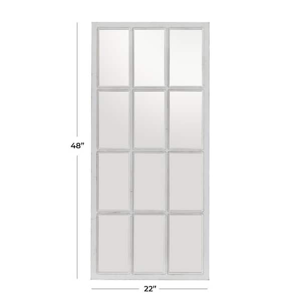 48 in. x 22 in. Window Pane Inspired Rectangle Framed White Wall Mirror