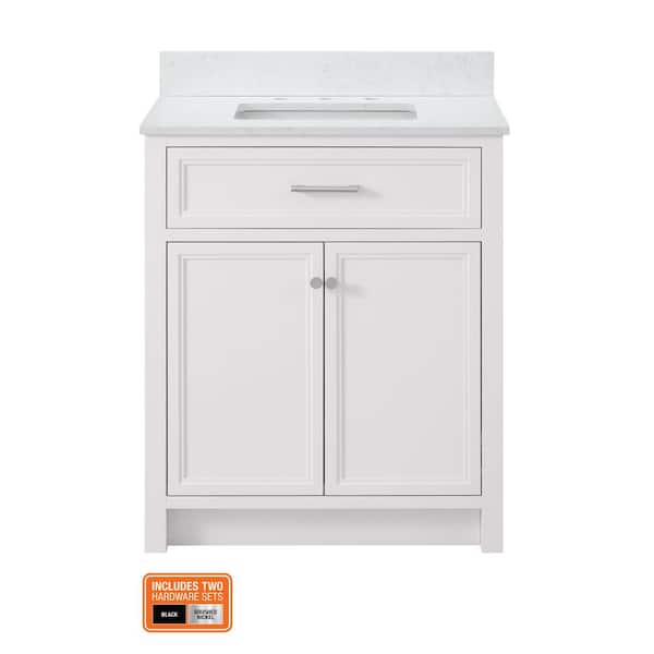 Metaire 30 in. Single Sink Freestanding Warm White Bath Vanity with Volakas Engineered Marble Top (Assembled)