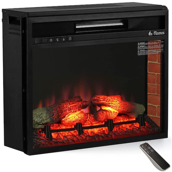 TURBRO In Flames 33 in. 1500-Watt Electric in-Wall Recessed Electric Fireplace Infrared Space Heater with 7 Flame Effects
